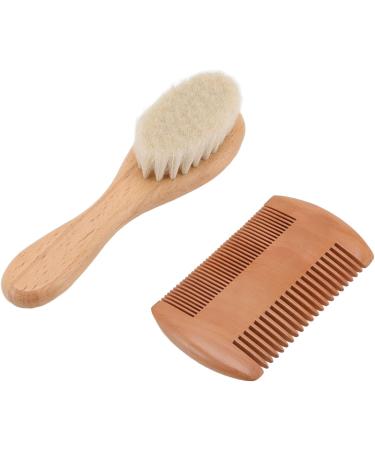 Walfront Wooden Baby Hair Brush and Comb Set - Soft Goat Bristle Brush for Newborn Hair Grooming - Buy Online on GoSupps.com