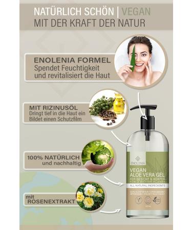 Enolenia Aloe Vera Gel - 3 in 1 Body Lotion & Skin Care - Vegan Intensive Moisture for All Skin Types - 500 ml - Buy Online on GoSupps.com