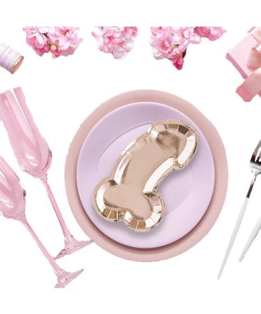 8 PCS Rose Gold Paper Plates Disposable Party Set Pink Party Favors Plates Bachelorette Party Decorations Party Supplies for Bachelorette Bridal Engagement Party