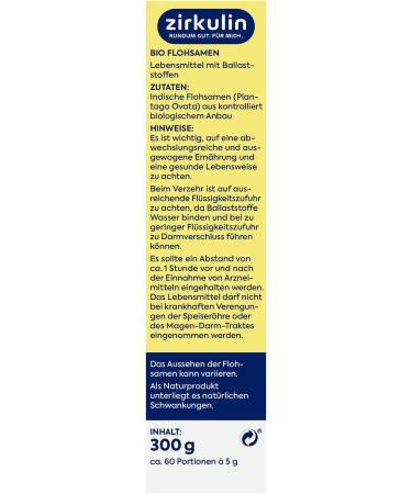 Organic Zirkulin Psyllium (6 x 300 g) - Tasteless - Promotes a healthy high-fiber diet - Excellent swelling - Buy Online on GoSupps.com