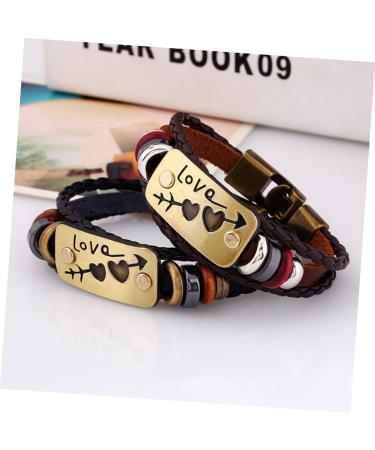 ABOOFAN 2pcs adjustable bracelet Leather Wrist Cuff Woven Wrist Cuff bracelet bracelets beaded mens beaded bracelet leather bracelet wrap Cords Bracelets student stackable birthday present 20X2cmx2pcs As Shownx2pcs - Buy Online on GoSupps.com