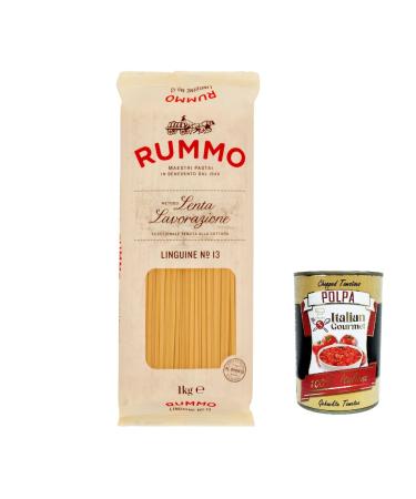 Italian Gourmet E.R. Rummo Linguine No. 13 Pack of 8 durum wheat semolina pasta 500g + Italian Gourmet Polpa di Pomodoro 400g