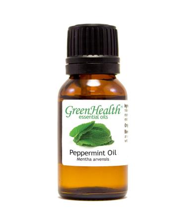 GreenHealth Peppermint Essential Oil 15 ml 100% Pure & Undiluted Strong Menthol Aroma Therapeutic Grade Steam-Distilled for Diffusers Cleaning DIY
