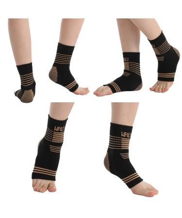 cgyqsyk Ankle Brace Compression Sleeve(Pair)  Injury Recovery  Plantar Fasciitis  Achilles Tendon  20-30mmhg Open Toe  ompression Socks for Relief Joint Pain  Sprain  Heel Spurs  with Arch Support Large Black