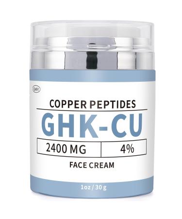 Jkrova GHK-Cu Copper Peptide Face Cream 4% Peptides Moisturizer for Fine Lines Wrinkles Firming Deep Hydration & Collagen Support 2400mg GHK-Cu for All Skin Types 30g