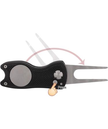 Golf Divot Repair Tool with Magnetic Ball Marker - Metal & Foldable Design in Black - Buy Online on GoSupps.com