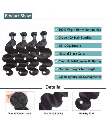 18 20 22 24 Inch Body Wave Human Hair Bundles - Ayisha Unprocessed Natural Black Hair Extensions for Black Women - Buy Online on GoSupps.com