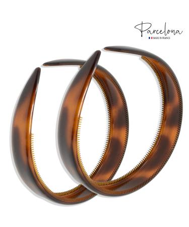Parcelona French Bold Celluloid Hair Headbands Set - Wide Grip, Flexible Hold, Durable Styling Accessories for Women - Made in France (Tortoise Shell Brown) - Buy Online on GoSupps.com