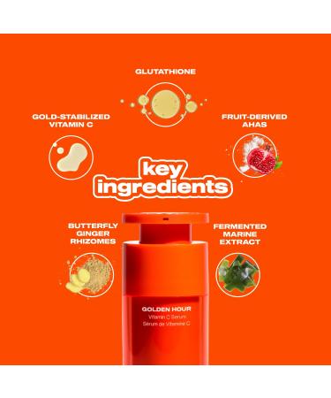 Golden Hour Gold Stabilized Vitamin C Serum For Face - Our Vitamin C Face Serum For Women Anti Aging Uses Glutathione Fermented Extracts & Enzymes For Radiance Hydration & Even Skin (1 oz) - Buy Online on GoSupps.com