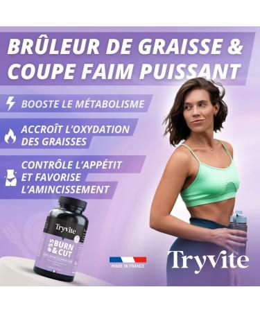 Powerful Fat Burner | Powerful and Effective Hunger Suppress| Weight Loss Support | Men & Women | TRYVITE Burn & Cut | 90 Capsules | Made in France - Buy Online on GoSupps.com