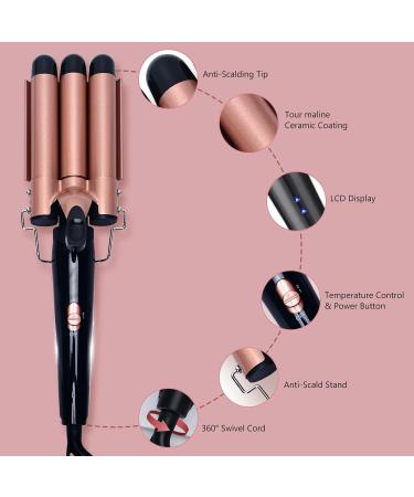 Curling Wand Set Wand Curling Iron Lychee 5 in 1 PRO Hair Curling Iron Tapered Hair Curler with Interchangeable Ceramic Barrels Instant Heating Adjustable Temperature Heat Protective Glove Hair Clip (Gold) - Buy Online on GoSupps.com