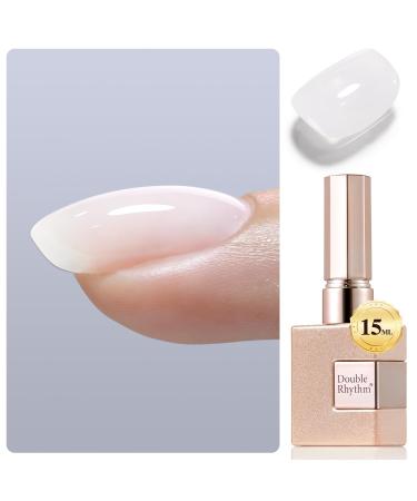 Double Rhythm Clear Gel Nail Polish 15ml Nail Strengthener in a Bottle Nail Extension Hard Gel Soak Off Long Lasting UV Gel (Milky White 8 in 1-2) Milky White Builder