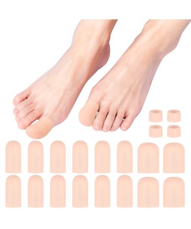 10 Pcs Toe Protectors Silicone Soft Gel Toe Cover Protector Cap Silicone Cuttable Toe Covers for Missing Toenails Corns Calluses Blisters Prevent Friction Injury 3 Sizes Skin Color