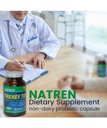 Biotherapy Natren Trenev Trio Probiotic Capsule - Three-in-One Dairy-Free Dietary Supplement - for Healthy Intestinal Flora Aid Digestion & Absorption - 30 Capsules Each with 30 Billion CFU - Buy Online on GoSupps.com