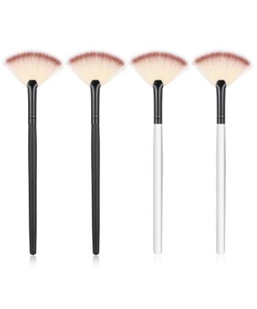 Slim Soft Facial Fan Brush 4 PCS Facial Brushes Fan Mask Brushes Soft Facial Applicator Brushes Tools Acid Applicator Brush for Peel Glycolic Mask Makeup for Mud Cream Peel Masques Black and white
