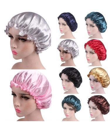 Women Satin Silk Sleeping Hat - Black Shower Cap for Lady Night Hair Care - Buy Online on GoSupps.com