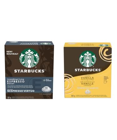 Starbucks By Nespresso Espresso Roast Coffee Pods Dark Roast Nespresso Vertuo Line & Creamy Vanilla for NESPRESSO VERTUO Flavoured Blonde Roast Coffee Sweet Vanilla And Biscuit Notes Coffee+Creamy Vanilla