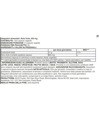 Now Foods Gotu Kola 450 mg - 100 Vegan Capsules | Premium Herbal Supplement for Enhanced Wellness - Buy Online on GoSupps.com