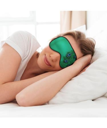 Green Peacock Feather Print Eye Mask | Ultra-Soft Light-Blocking for Optimal Comfort & Restful Sleep - International Shipping Available - Buy Online on GoSupps.com