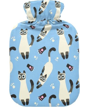 Naanle Siamese Cat Hot Water Bottle with Cover - 2L Large Pain Relief & Therapy | Warm-Up Bag for Bed Hands & Feet - Transparent Design - Buy Online on GoSupps.com