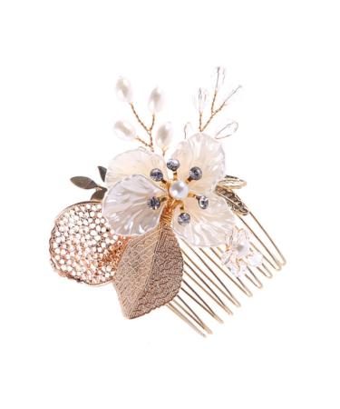 DOITOOL Wedding Pearl Hair Barrettes Rhinestone Hair Comb Pearl Hair Pin Hair Comb for Bride Crystal Headpiece Pearl Hair Comb Bridal Hair Comb Crystal Rhinestones Bride Comb