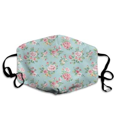 Breathable premium facial protection cover pink rose flower with leaves women men anti wind dust protection protective cover for skiing camping travel safety daily use