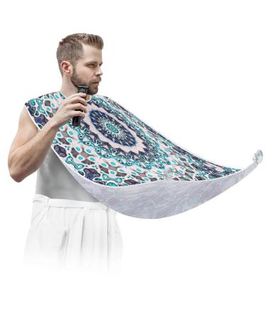 Beard Bib Apron Beard Bib Hair Catcher for Men Shaving and Trimming Non-Stick Waterproof Beard Cape Grooming Cloth Retro Mandala Pattern