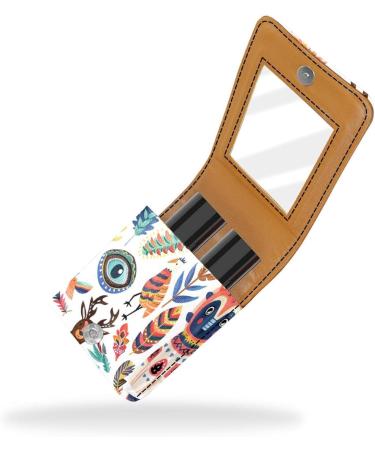 Travel Lipstick Organizer Case | Portable Makeup Bag with Mirror | Ethnic Style Animal Design - Shop Now - Buy Online on GoSupps.com