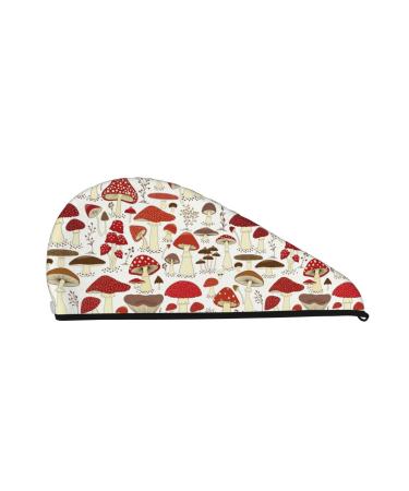 Cartoon Mushrooms Microfiber Hair Towel Soft Super Absorbent Hair Towel Wrap for Women Coral Velvet Quick Dry Hair Cap for Long Curly and Thick Hair