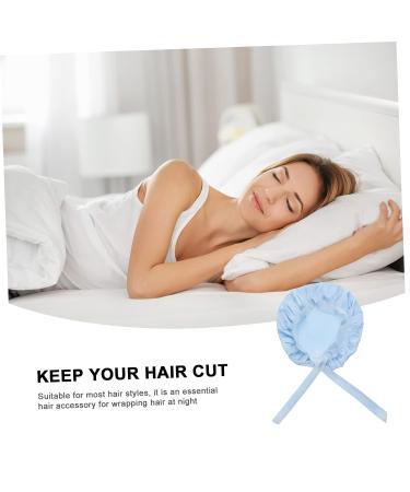 Silk Adjustable Hair Tie Bonnet for Sleeping - Blue | Healeved 1pc Soft Silk Hair Wrap Shower Cap for Night Sleep Care - Buy Online on GoSupps.com