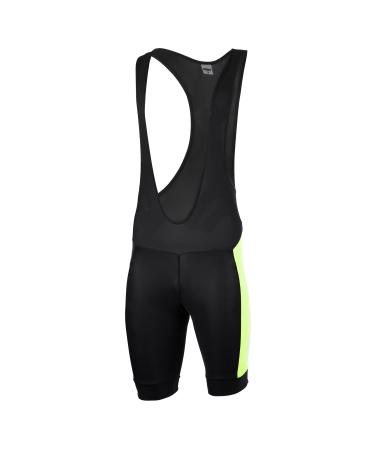Airtracks men's functional bicycle pants briefly with straps per line - carrier pants short - bib wheel pants - short cyclists - 3D Coolmax seat cushion - breathable - reflector L black -neon