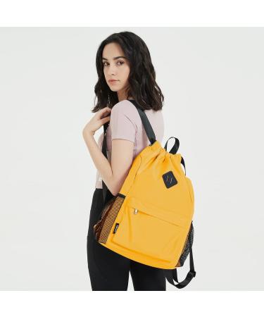 Orange Large Wall Backpack with Cord | Water-Repellent Sports Bag with Shoe Compartment for Men & Women - Buy Online on GoSupps.com