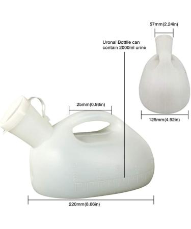 2000mL Male Urinal Pee Bottles - Portable Men Urinal Potty | Lightweight Chamber Pot for Home Travel White + Tube - Buy Online on GoSupps.com