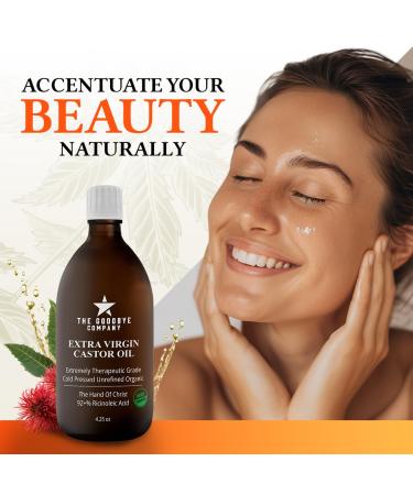 Extra Virgin Castor Oil - 100% Pure Cold Pressed Unrefined - 4.25oz for Skin Hair & Eyelashes Care | The Goodbye Company - Buy Online on GoSupps.com