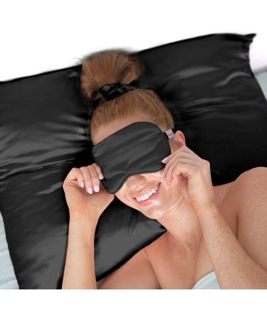 Kitsch Satin Sleep Set Black - 3 Piece Luxury Bedding Collection - Buy Online on GoSupps.com