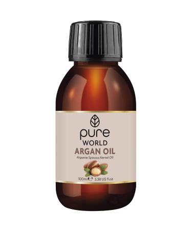 Pure World Argan oil 100% Pure and Undiluted. 100ml. Premium Italian Quality Argan oil Message Skin Nails Hair Body and Face Vegan