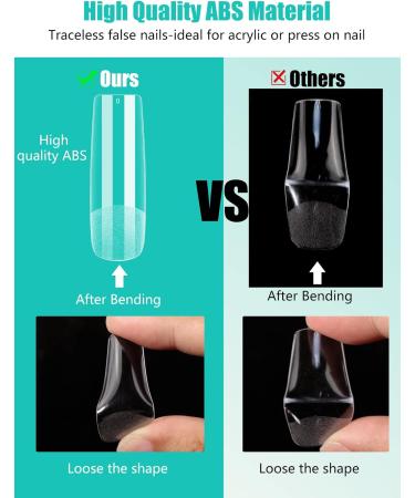 Deciniee 240Pcs Gel Nail Tips | Full Cover Square Straight False Nails for Extensions | Professional Clear Tips for Acrylic Nails - Salon Quality - Buy Online on GoSupps.com