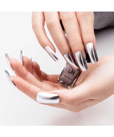 Metallic Nail Polish - Mirror Nail Varnish - 6ML Quick Drying Silver Nail Polish - Metallic Effect Nail Art Polish - Chrome Nail Polish - No UV Needed Father (Silver) - Buy Online on GoSupps.com