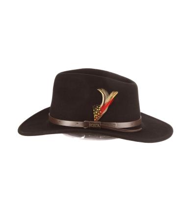 Scala Classico Men's Crushable Felt Outback Hat Large Black