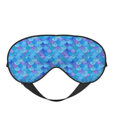 Double-Sided Eye Mask Eye Sleep Shade Cover Geometric-Blue-Mermaid-Scales Unisex Night Sleeping Mask