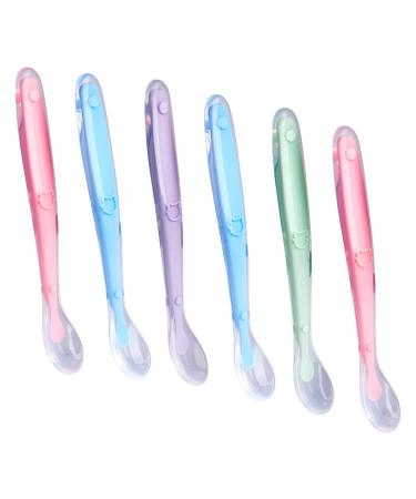 Lunekuck 6 pieces Babyl open silicone baby feeding spoon soft Breit opener bent silicone spoon BPA free complementary food tablespoon for feeding and weaning for baby toddler infant children - Buy Online on GoSupps.com