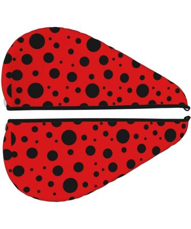 Ladybug Pattern Hair Towel Wrap - Quick Drying Turban for Effortless Hair Care | International Shipping Available - Buy Online on GoSupps.com