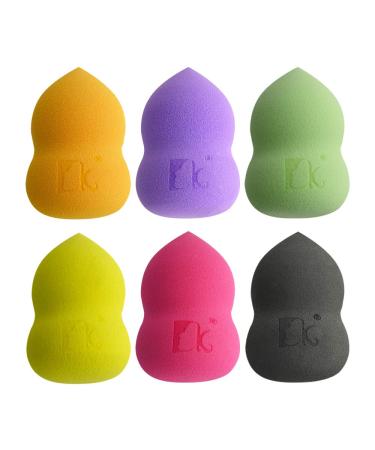 Dolovemk 6 Parts make -up sponge mixer makeup mixer sponge set foundation sponge for liquid makeup handmade handicraft pear shape latex -free (6 colors)