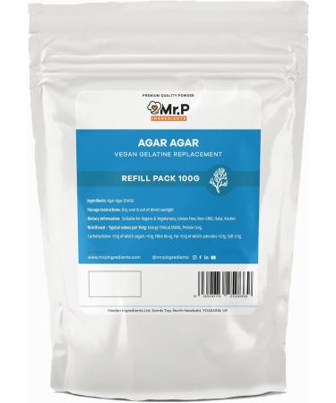Mr.P Ingredients Agar Agar 100g Powder - Vegan Gelatine Replacement for Jelly, Mousse & Molecular Gastronomy | Gelling Agent - Vegan, Vegetarian, Halal, Kosher, Non-GMO | Resealable Pouch - Buy Online on GoSupps.com