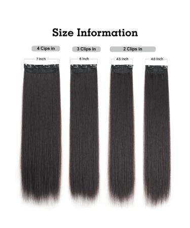 Yddm Dark Brown Clip In Hair Extensions - 24 inch Synthetic Full Head Set for Women - Affordable and Realistic - 4pcs - Buy Online on GoSupps.com
