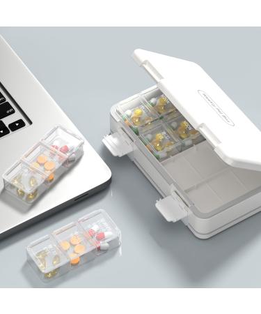 7-Day Pill Organizer - 3 Times a Day | Travel-Friendly Double-Sided Pill Case with 8 Compartments for Vitamins & Medications - Blue - Buy Online on GoSupps.com