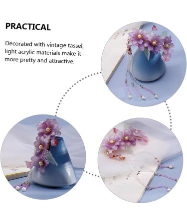 minkissy Classic flower edge clip TASSEL HAIR PIN chinese archaistic chain hair clip purple tiara CHINESE TASSEL HAIR CLIP girls hair accessories hair clips bride Acrylic Hair piece wedding - Buy Online on GoSupps.com
