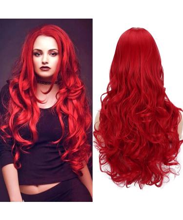 ColorfulPanda Long Red Hair Wigs for Women Natural Looking Wavy Synthetic Wig Loose Wave Wigs Curly Heat Resistant 26 inches Everyday Cosplay Party Use