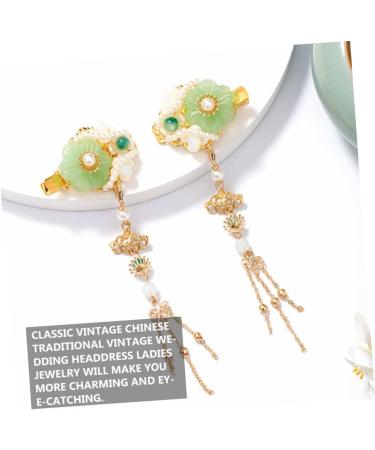 Angoily 2 Pairs Tassel Hair Clip Chinese Jade Tassel Chinese Jade Hairpincostume Hanfu Hairpin Japanese Womens Hair Clips Hair Barrettes Chinese Hairpin Accessories Kimono - Buy Online on GoSupps.com