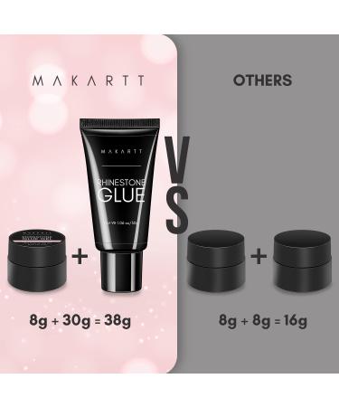 Makartt 2pcs Nail Rhinestone Glue Gel Set - 38ml Clear Super Strong Adhesive for Nail Decorations - 3D Stones, Charms, Flowers - Nail Lamp Required - Buy Online on GoSupps.com